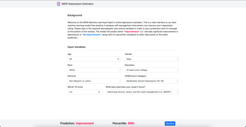 An image of the Managing Epilepsy Well Depression Outcome Calculator project